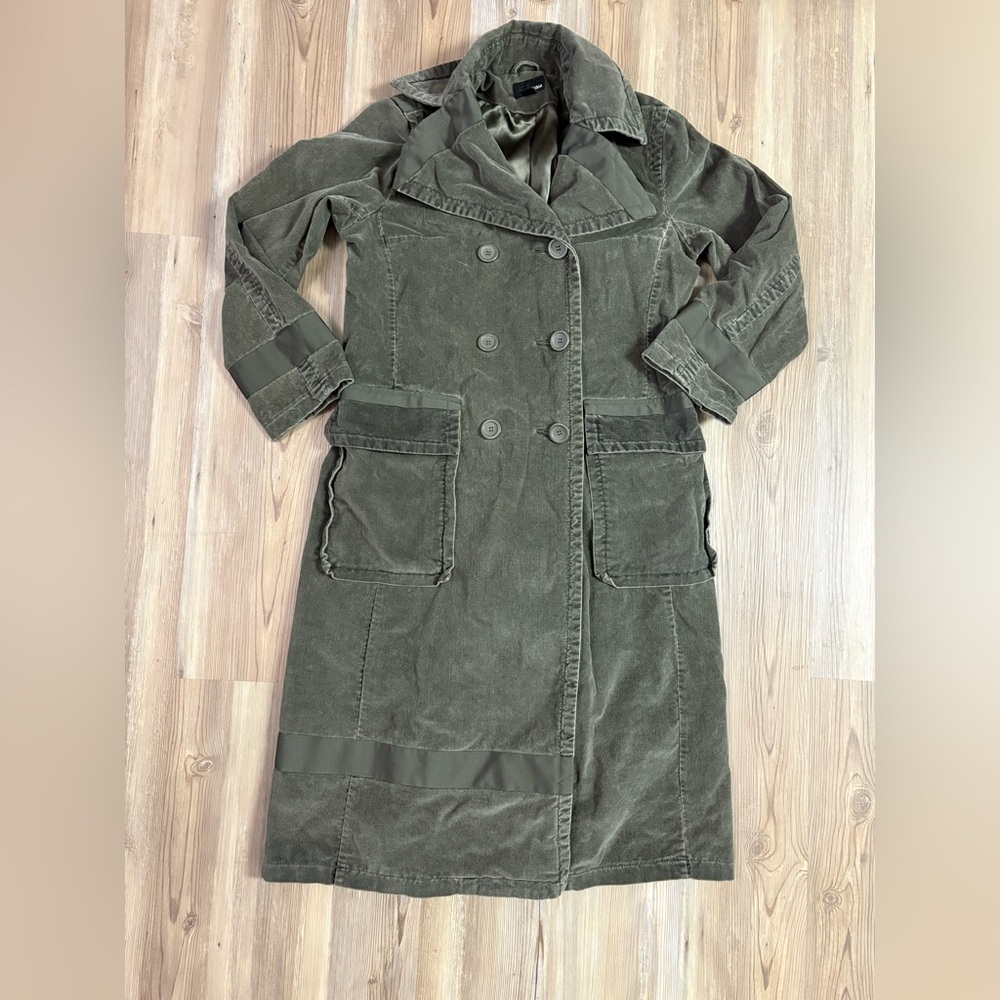 Vintage H&M Green Double-Breasted Trench Coat sz 12